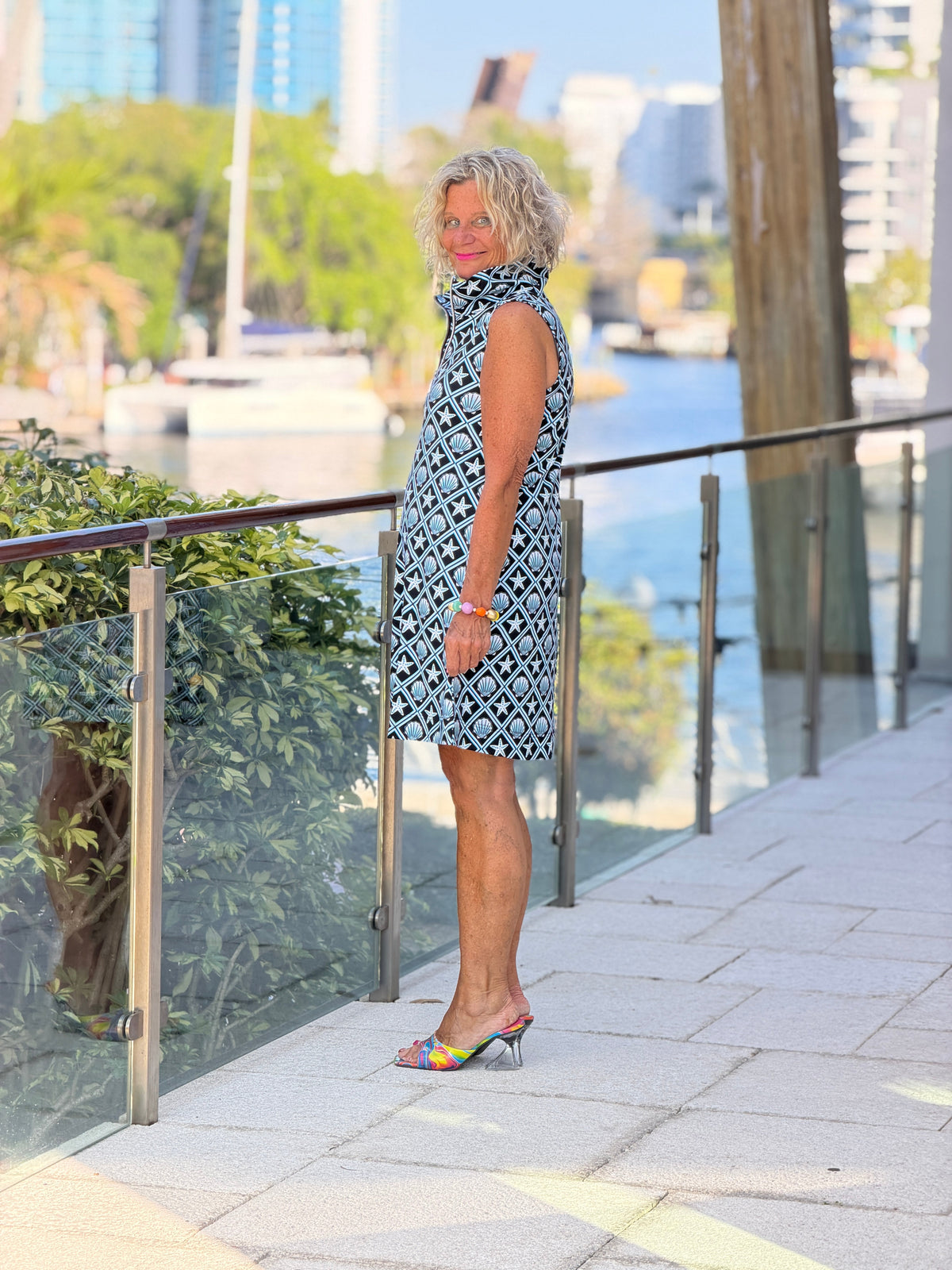 LULU B OCEAN TREASURES HALF ZIPPER DRESS