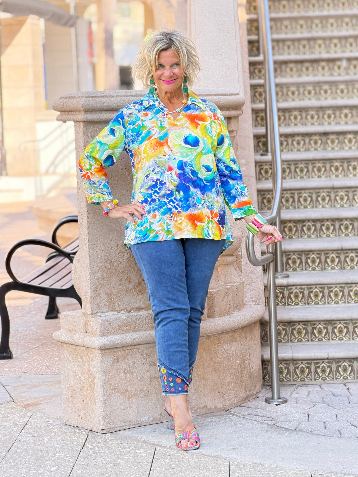 Ethyl Casual Collar V-Neck Blouse - Approval