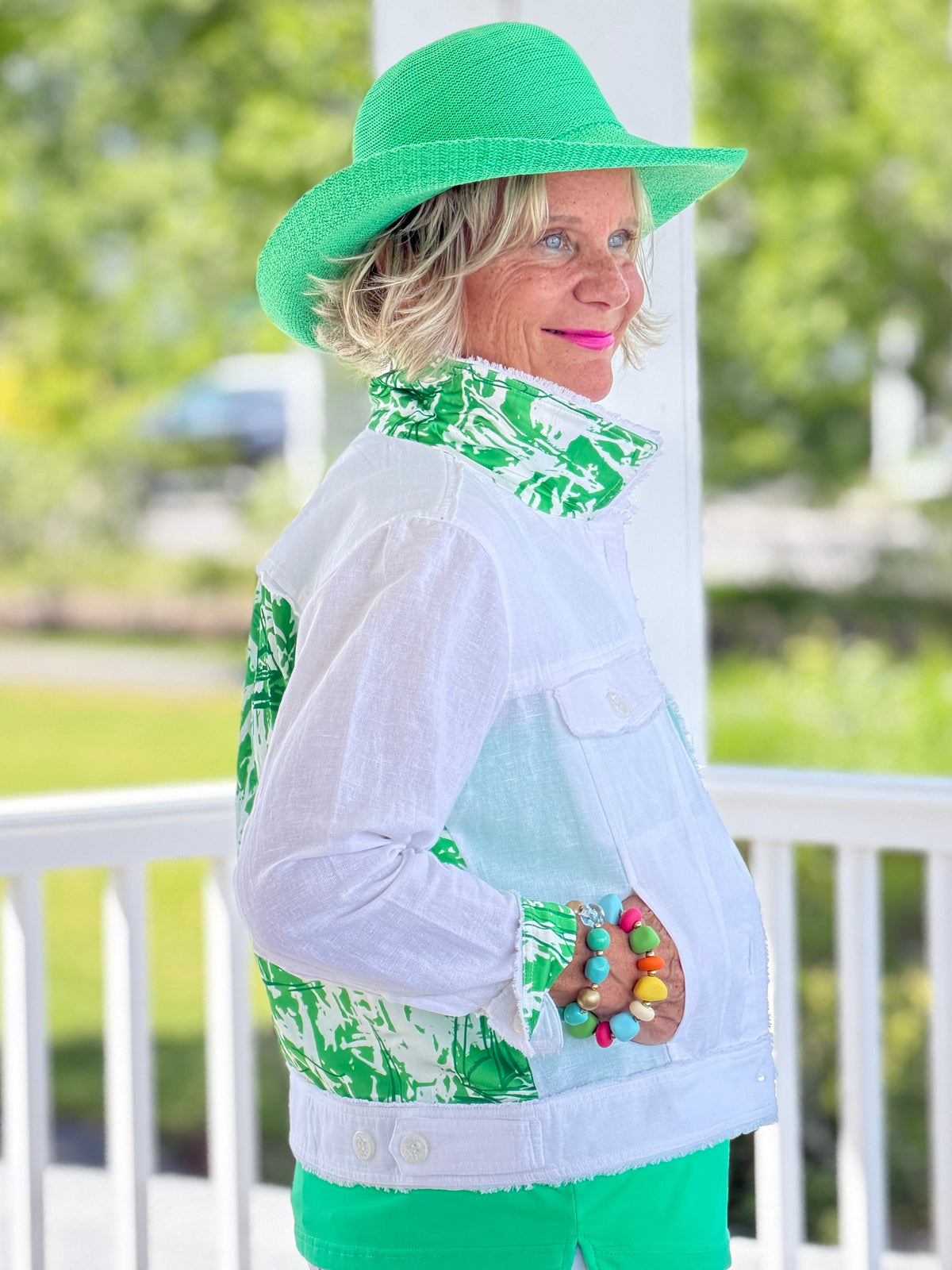 HARBOR LIGHTS GREEN LINEN JACKET