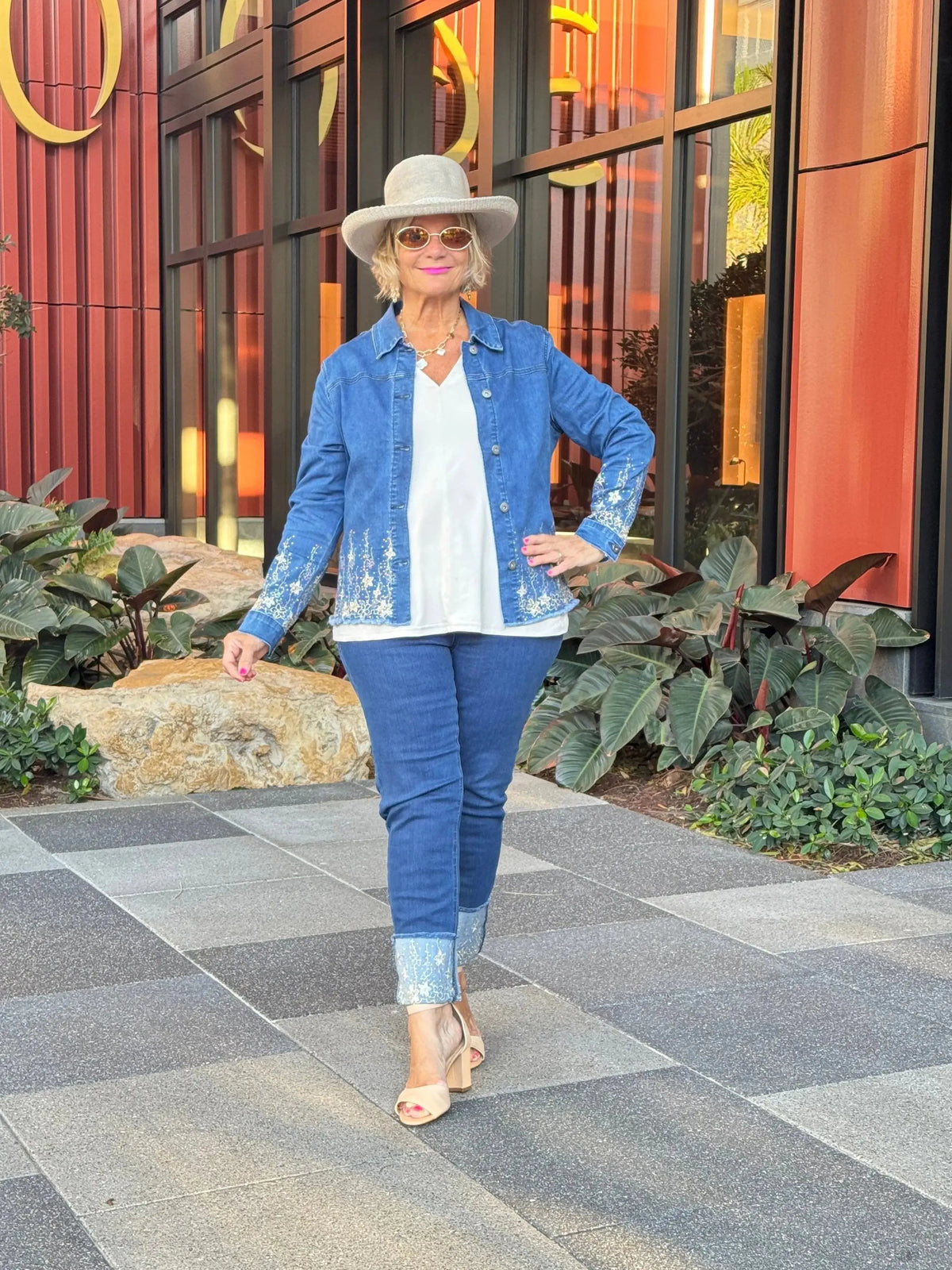 DENIM LACE FLOWER JACKET