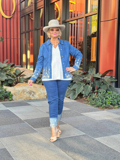 DENIM LACE FLOWER JACKET