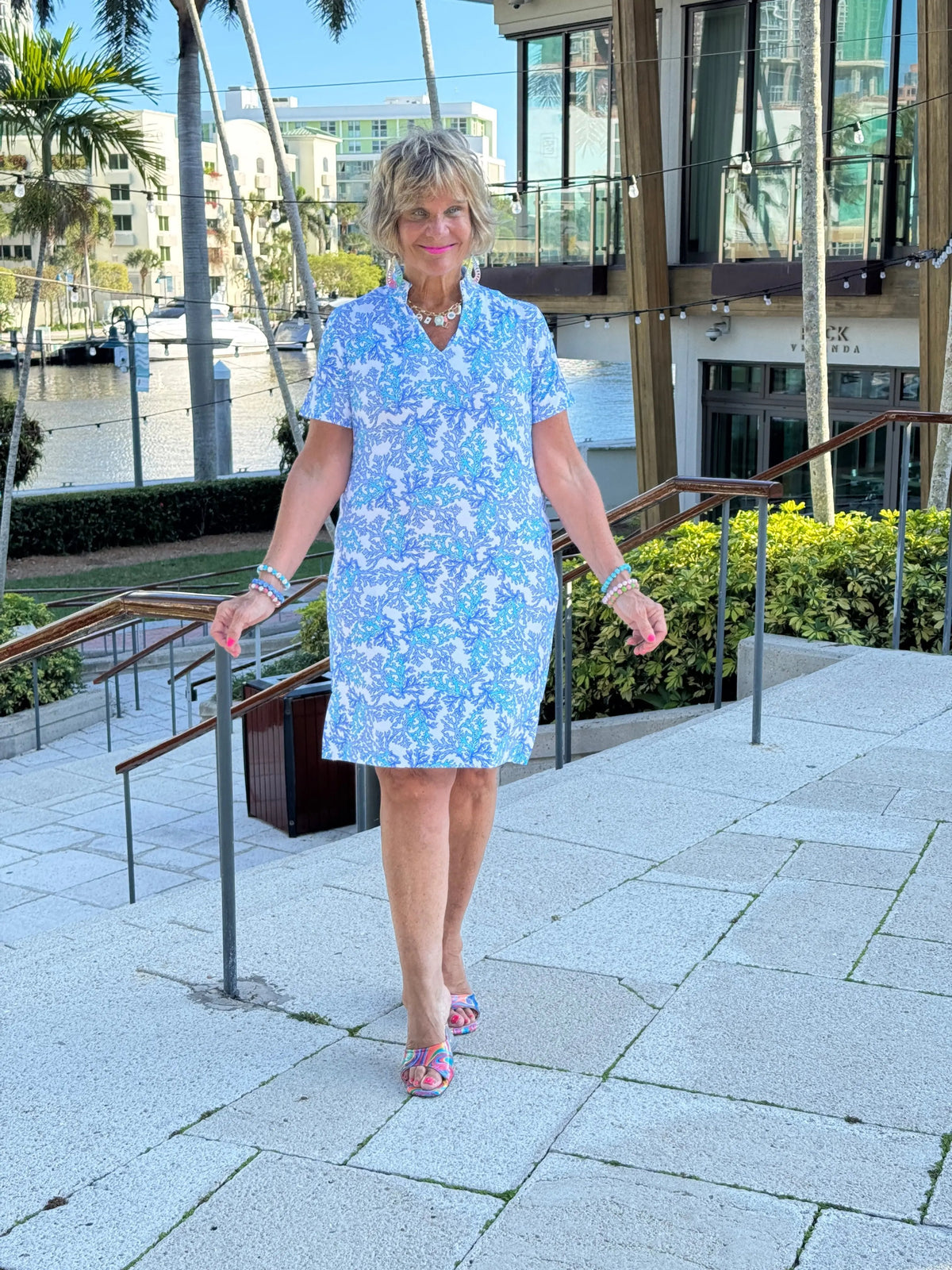 LULU B CORAL BREEZE SHORT SLEEVE DRESS