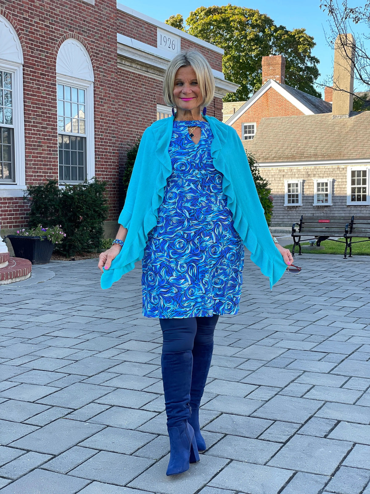 FANTASIA BLUE KEYHOLE BLU DRESS