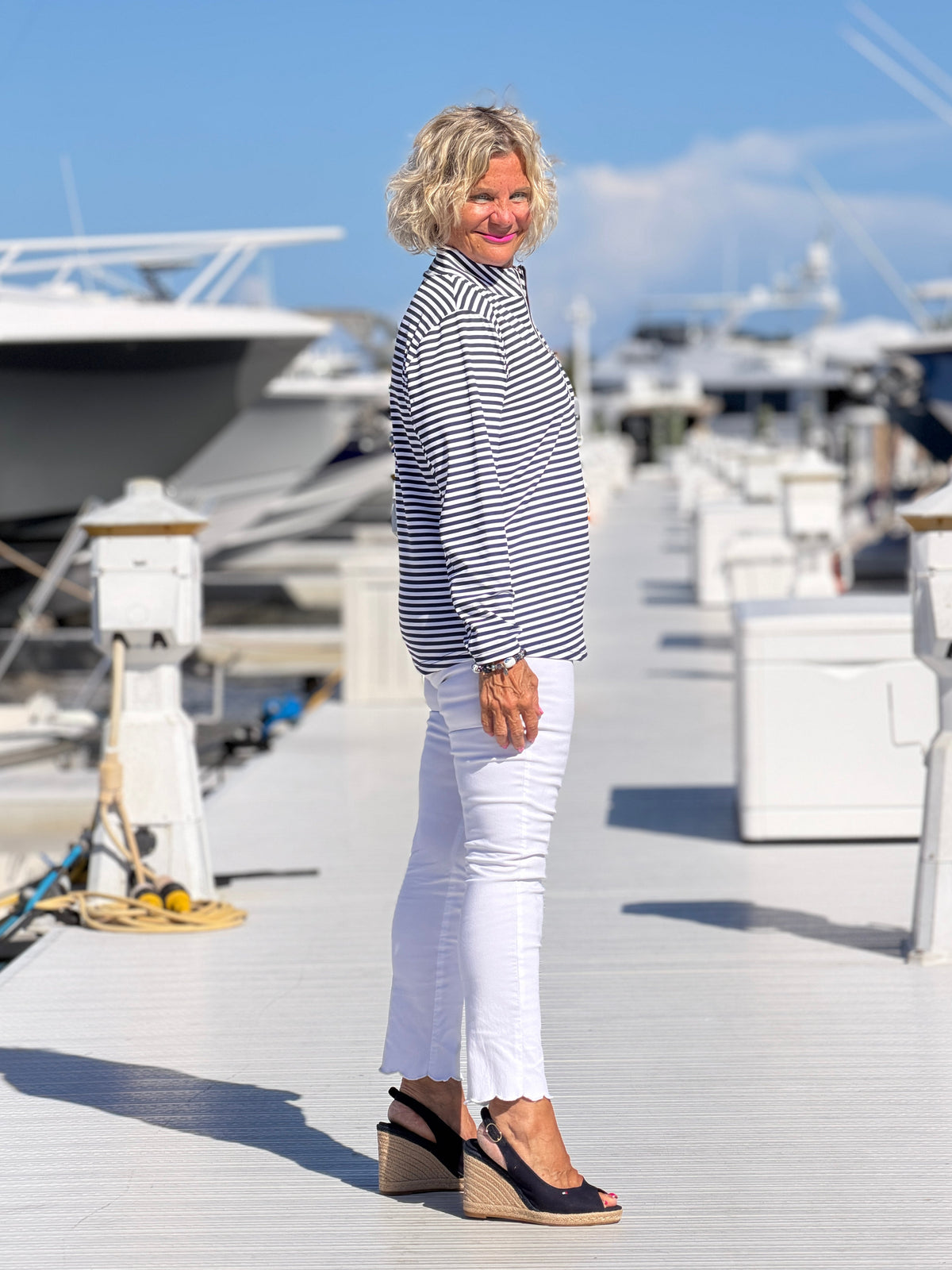 DOCKSIDE NAVY HALF ZIPPER TOP