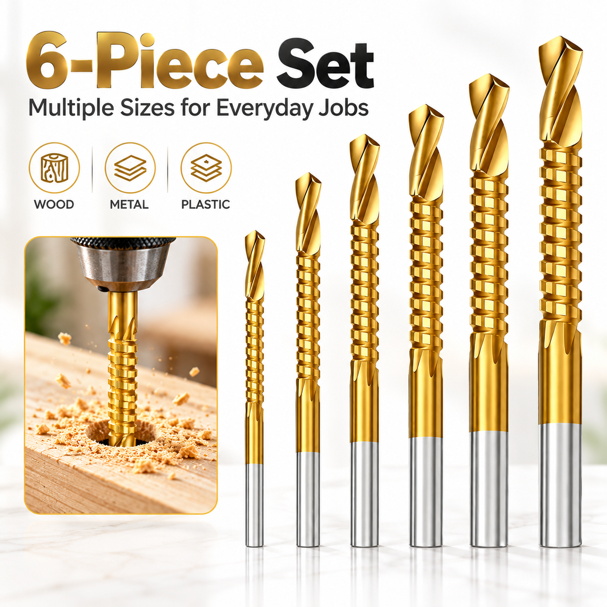🔥 Summer Sale – 6-Piece M35 Cobalt Drill Bit Set – High-Speed Steel for Metal & DIY