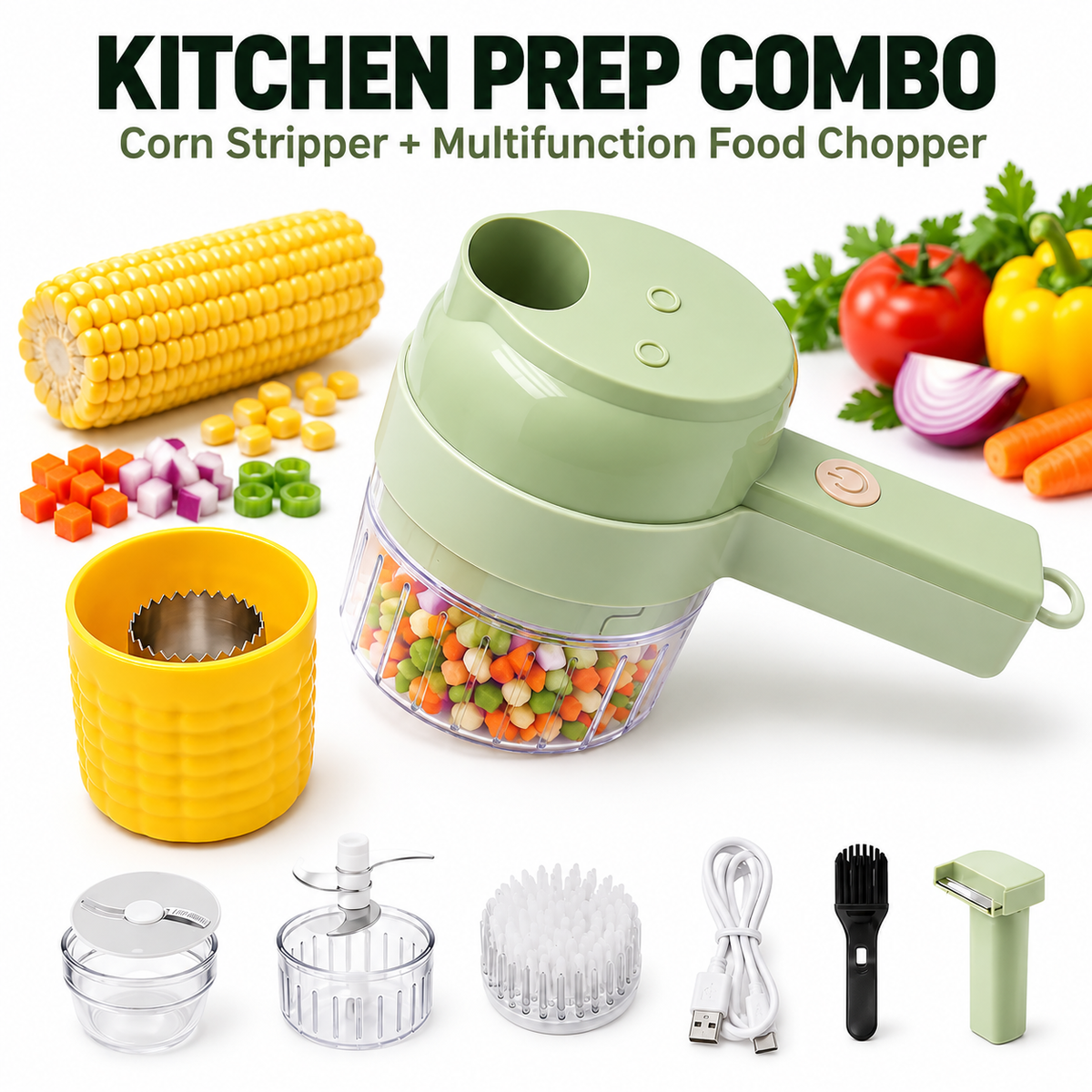 🔥 Final Day Sale – 6-in-1 Electric Kitchen Prep Tool – Chop, Slice, Peel & Scrub with One Tool