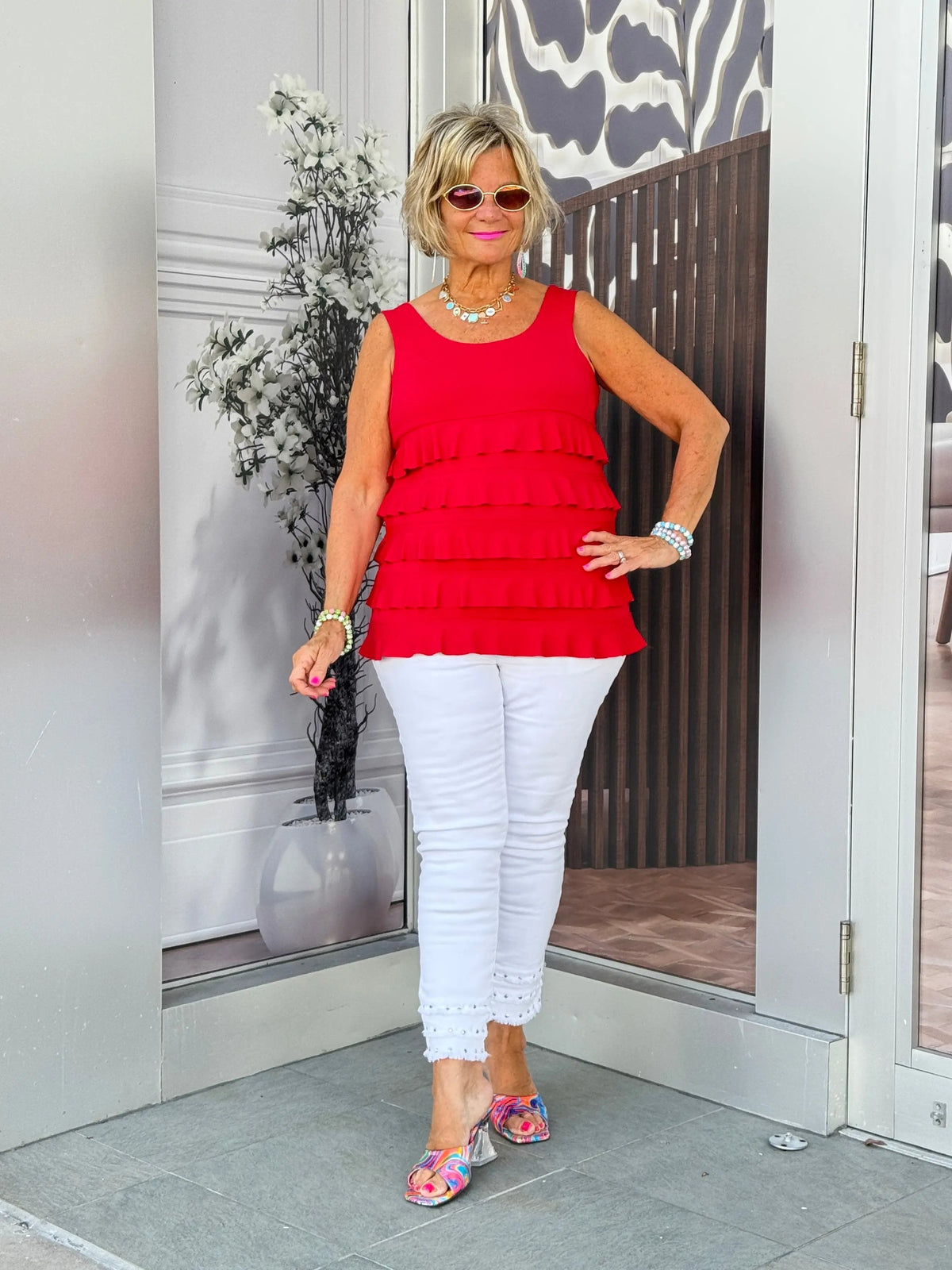 LULU-B CRIMSON RED CHA CHA TANK