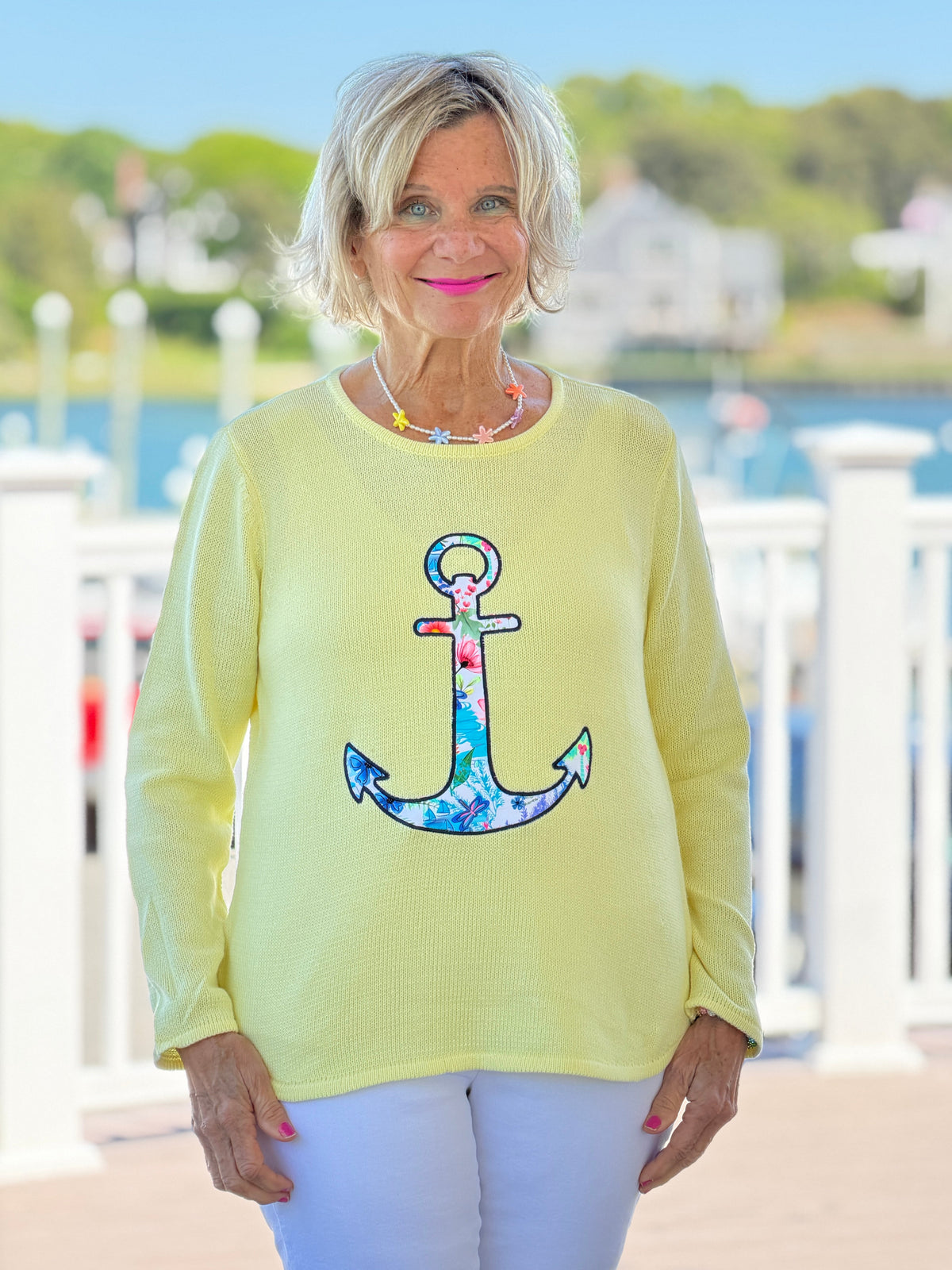 BEACH CLUB YELLOW CAPE COD ANCH0OR SWEATER
