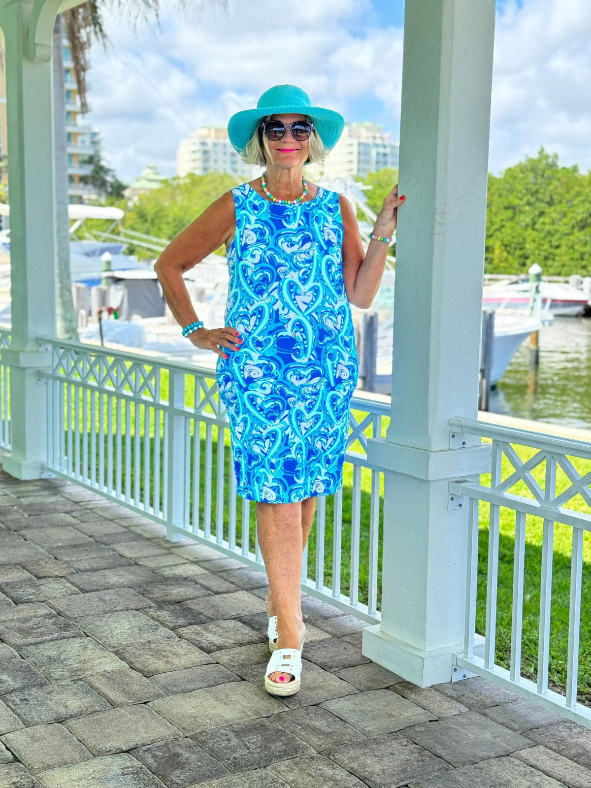 BLUE DREAMING HEARTS SHIFT DRESS