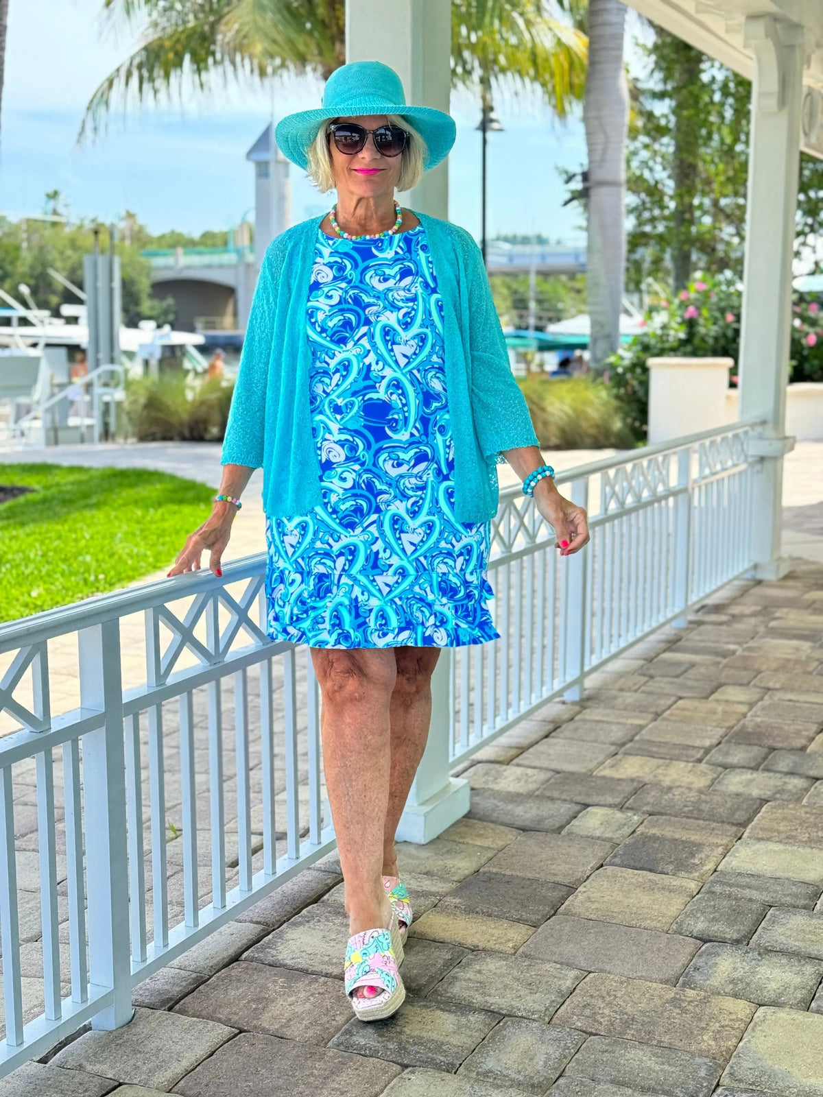 BLUE DREAMING SHIFT RUFFLE SHIFT DRESS