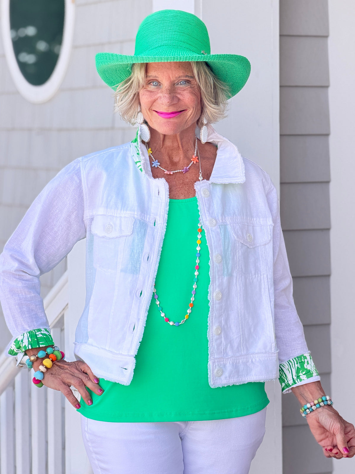 HARBOR LIGHTS GREEN LINEN JACKET