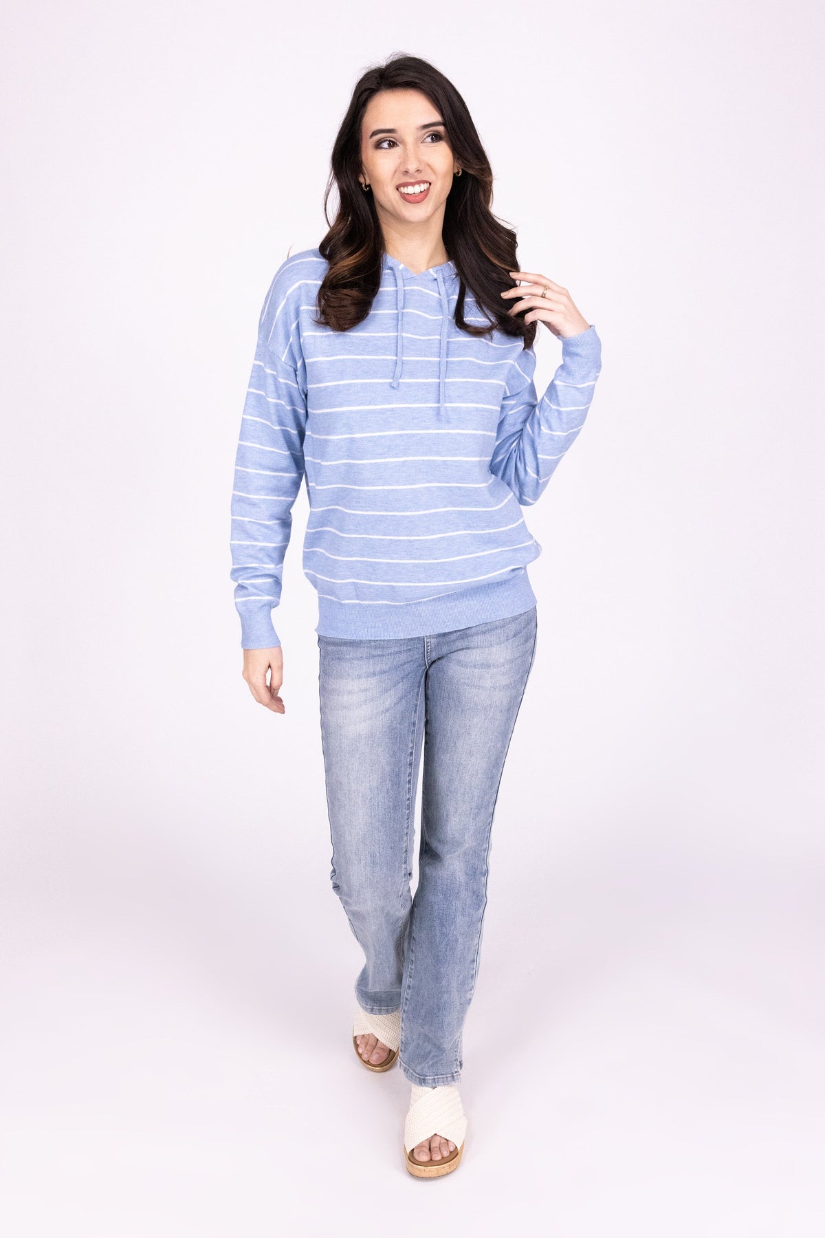 Forever Love Women's Striped Hoodie Sweater