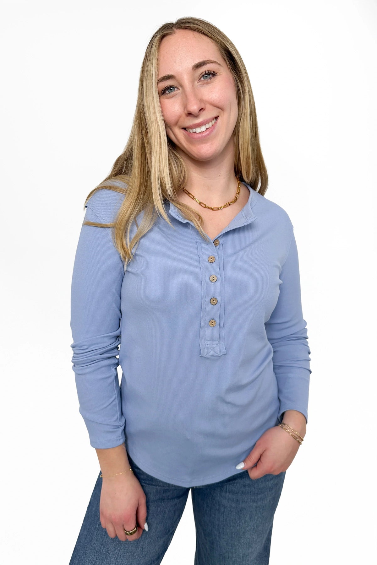 ALB Custom Women's Ribbed Button Front Henley