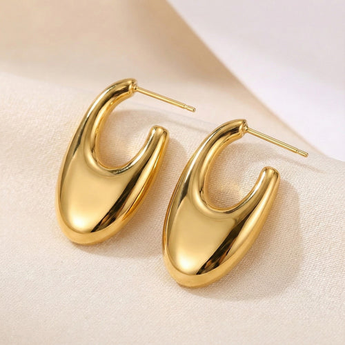 ALB Custom Modern Gold Oval Drop Earrings
