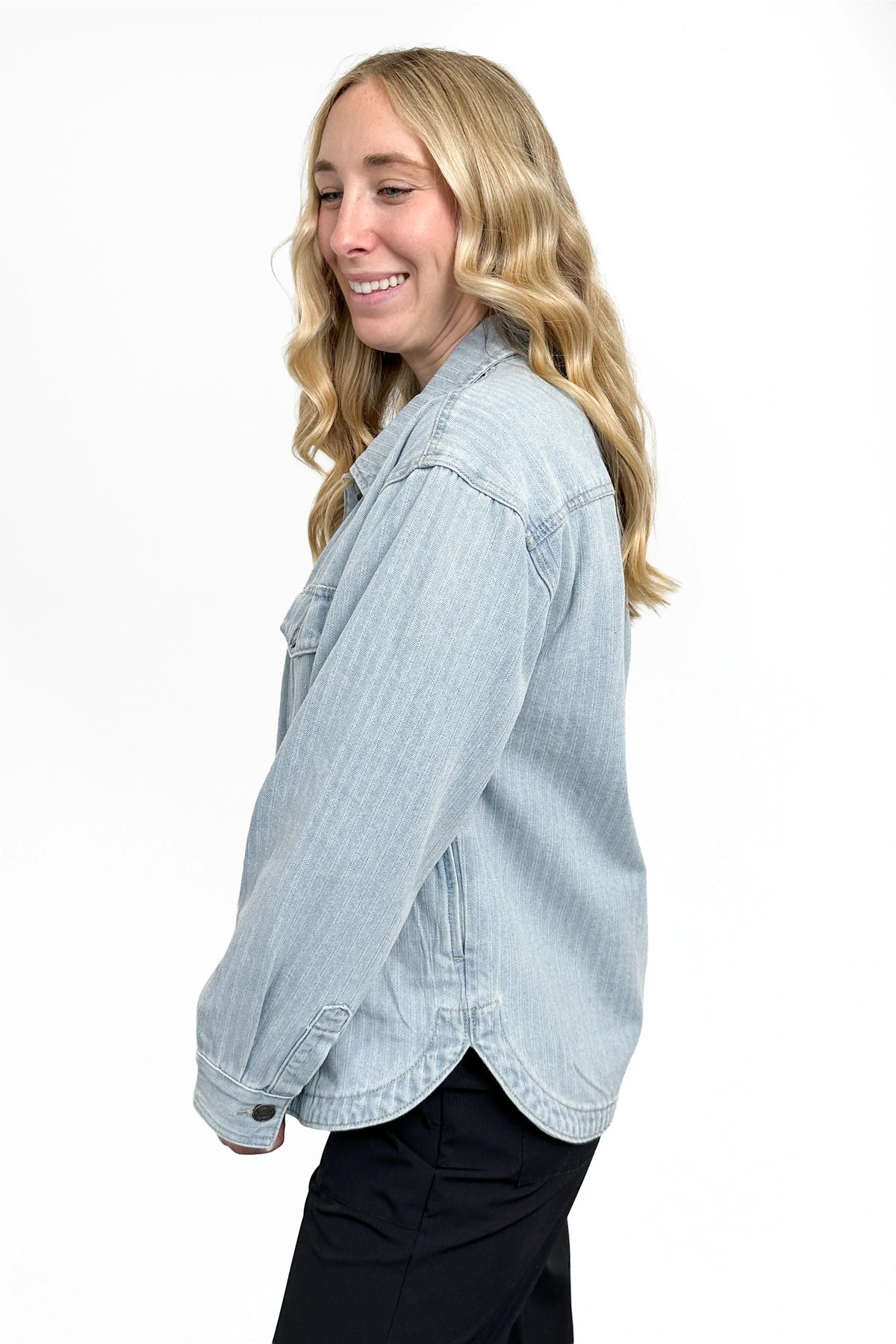 The Mindy Light Wash Oversized Denim Shacket