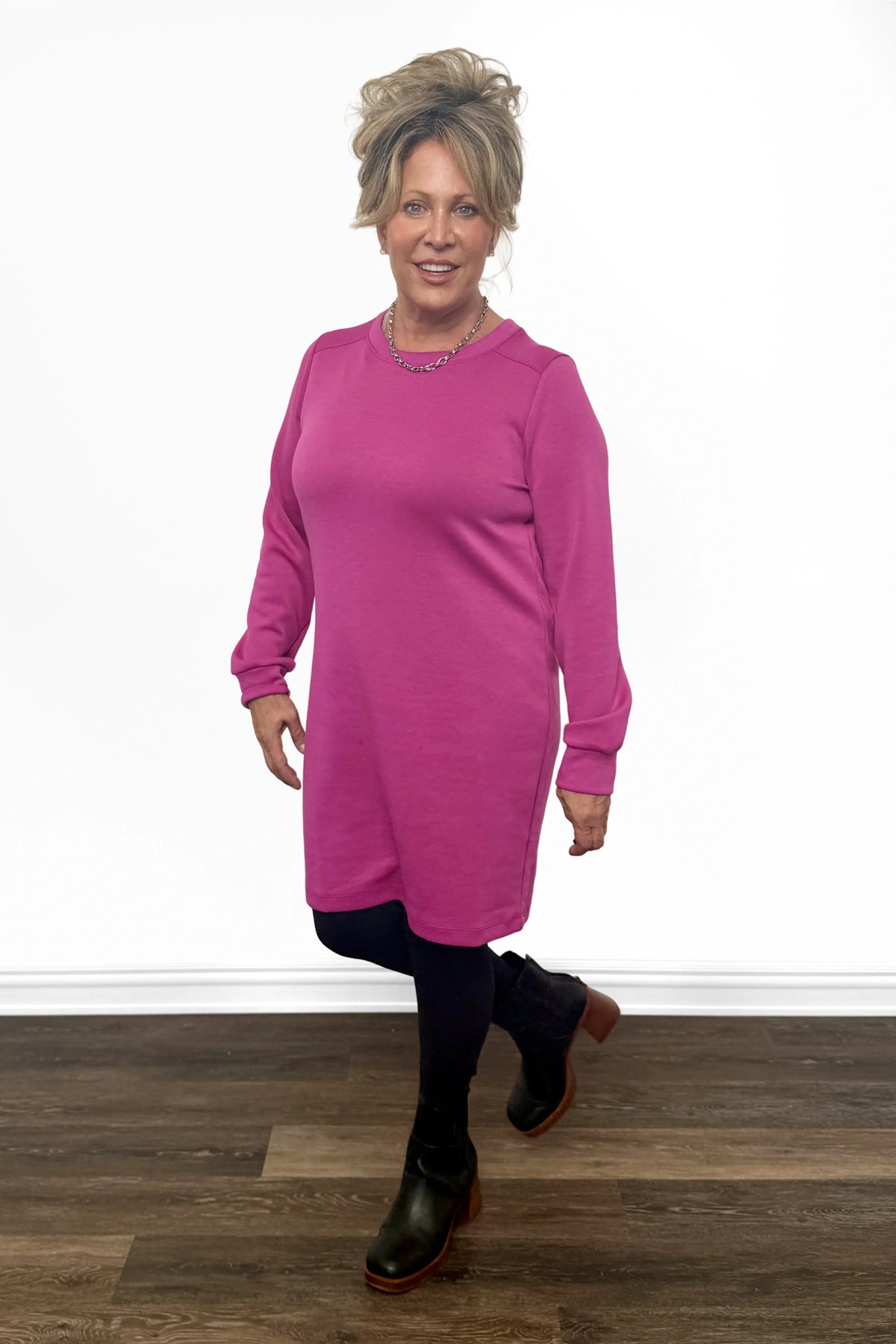 Women's Knit Long Sleeve Shirt Dress