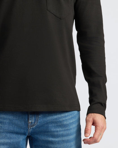 Black & Navy Heavyweight Long Sleeve Pocket Crew 2-PacK