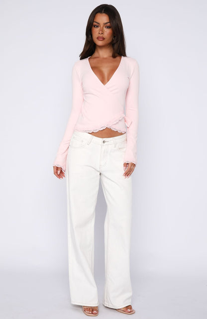 Cater To You Long Sleeve Top Baby Pink
