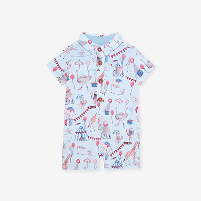 circus printed henley shortall on a white background.