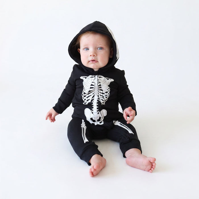 Classic Skelly Fleece Hooded Romper