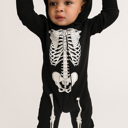 Classic Skelly Fleece Hooded Romper