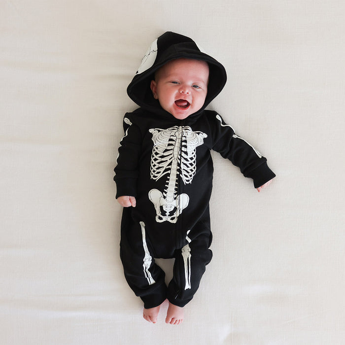Classic Skelly Fleece Hooded Romper