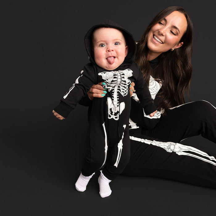 Classic Skelly Fleece Hooded Romper