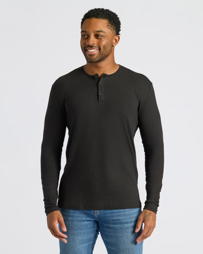 All Black Classic Henley 6-Pack