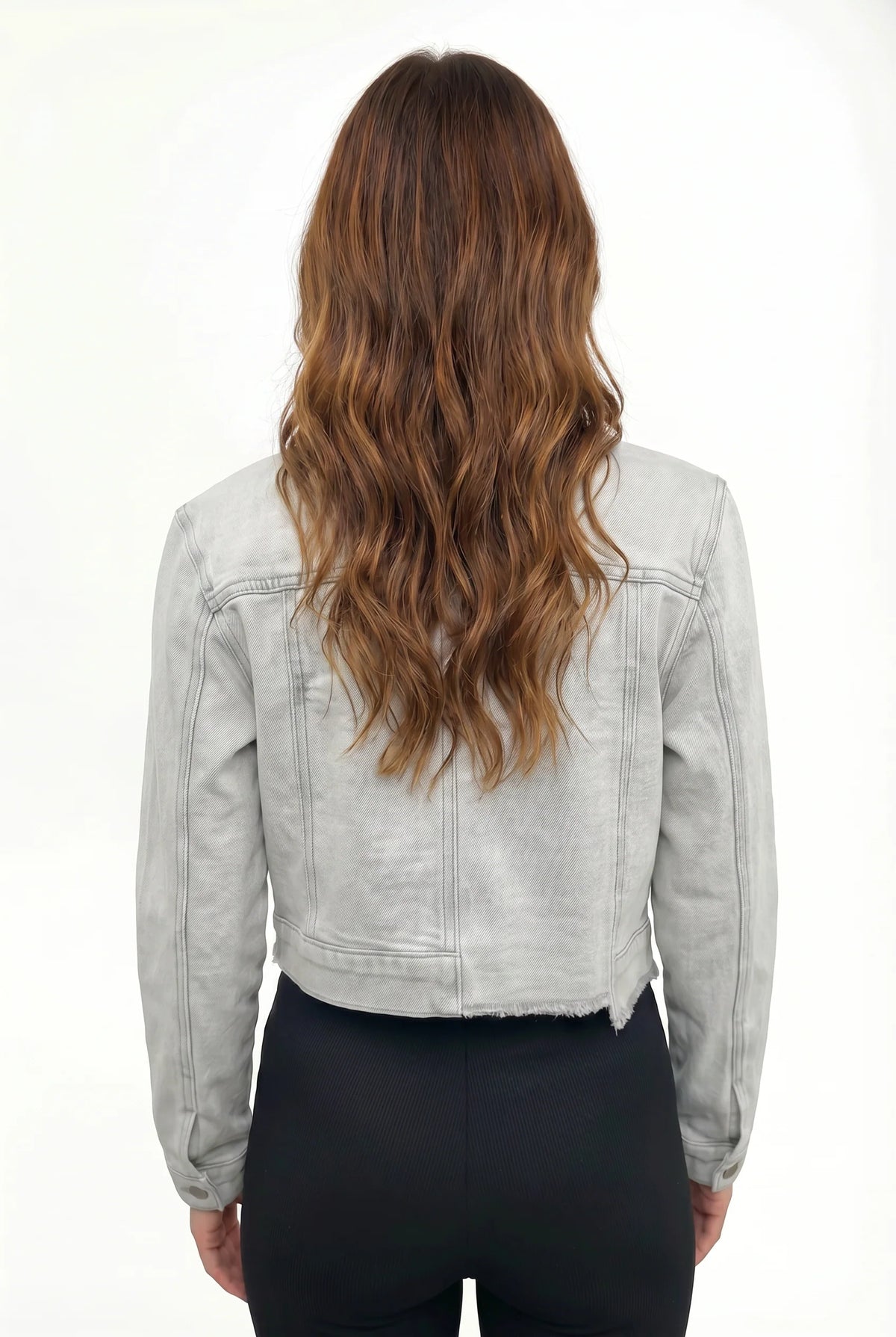 The Steele Cropped Light Gray Wash Denim Jacket