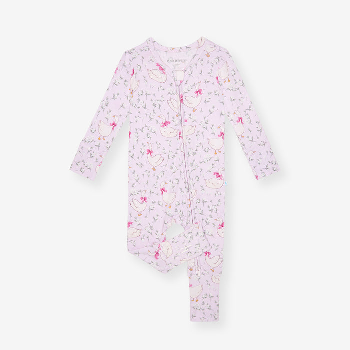 Baby one piece with a floral pattern on a white background
