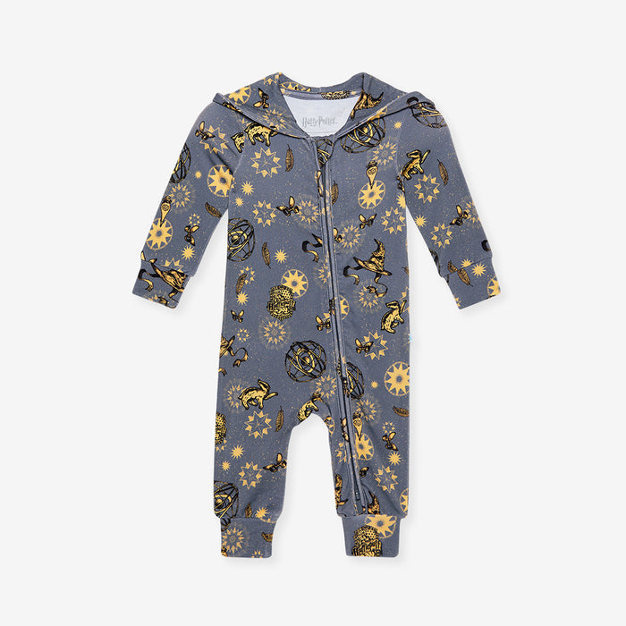 Hufflepuff House French Terry Zippered Hooded Romper