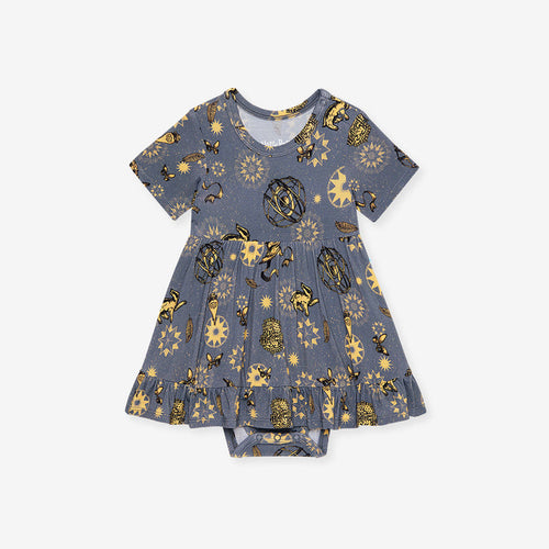 Hufflepuff House Ruffled Twirl Bodysuit Dress