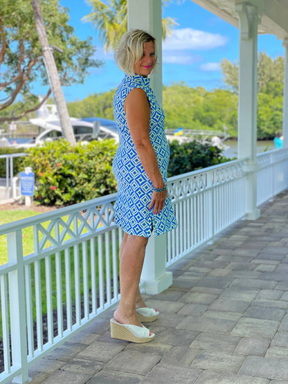 AQUA DIAMONDS COLLAR DRESS
