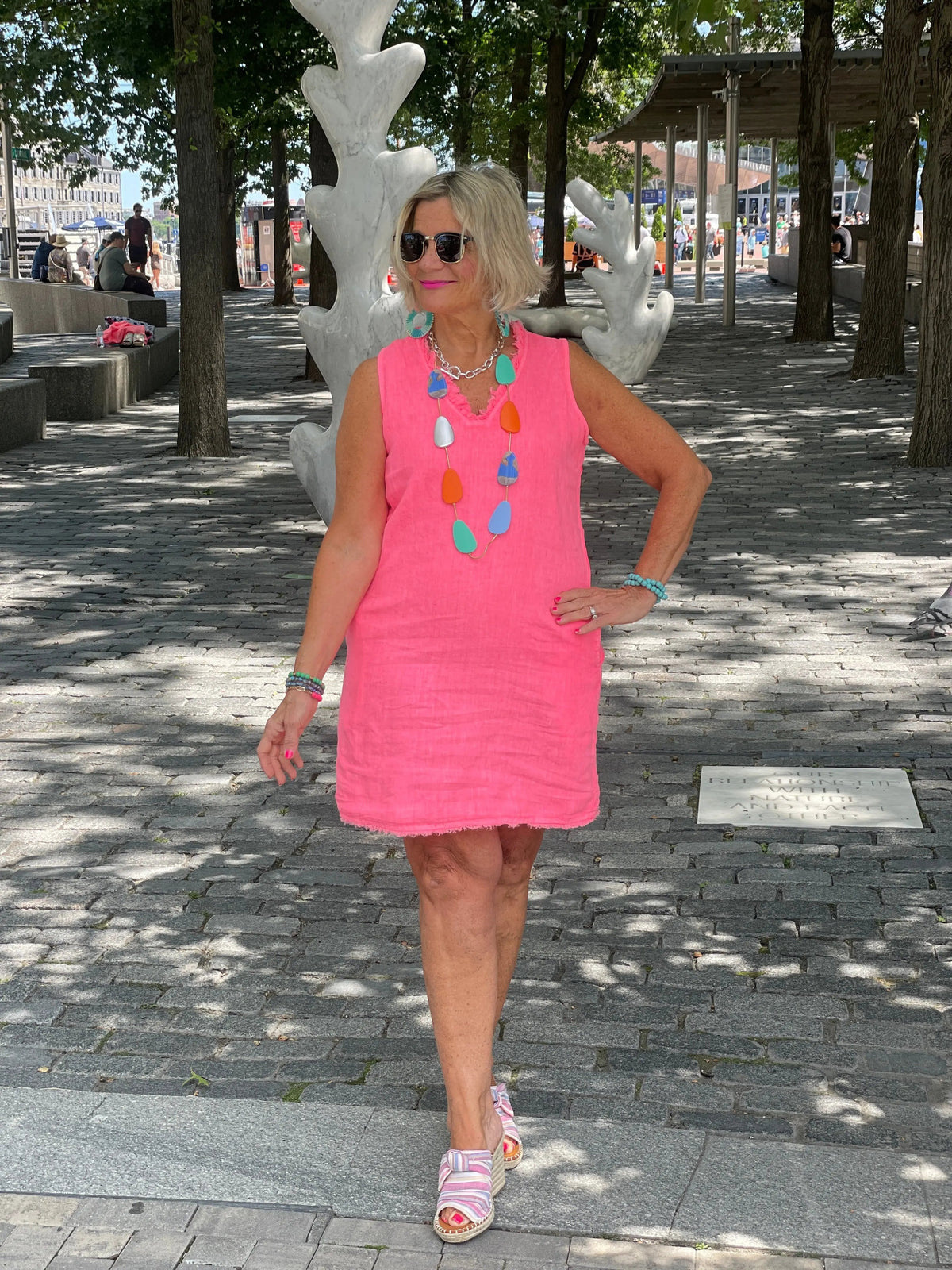 LULU-B CORAL LINEN DRESS