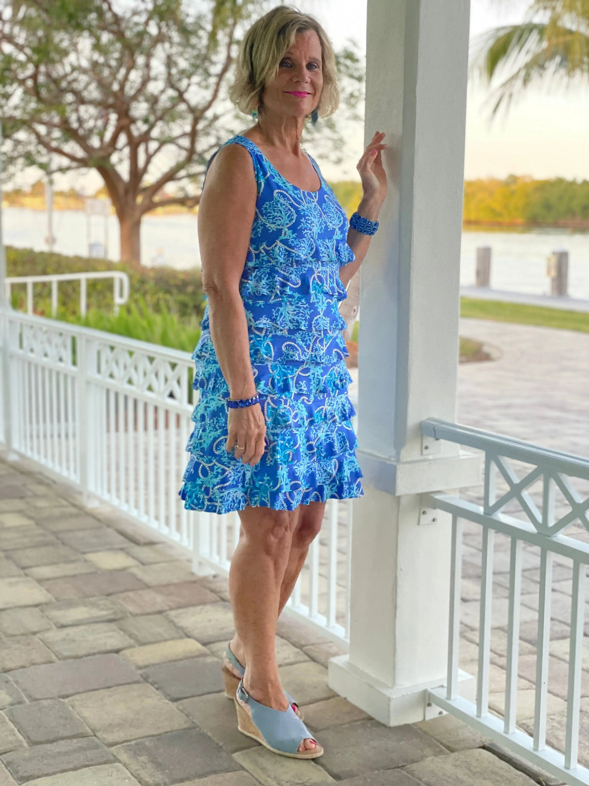 AQUA LANE LAYERED RUFFLE DRESS