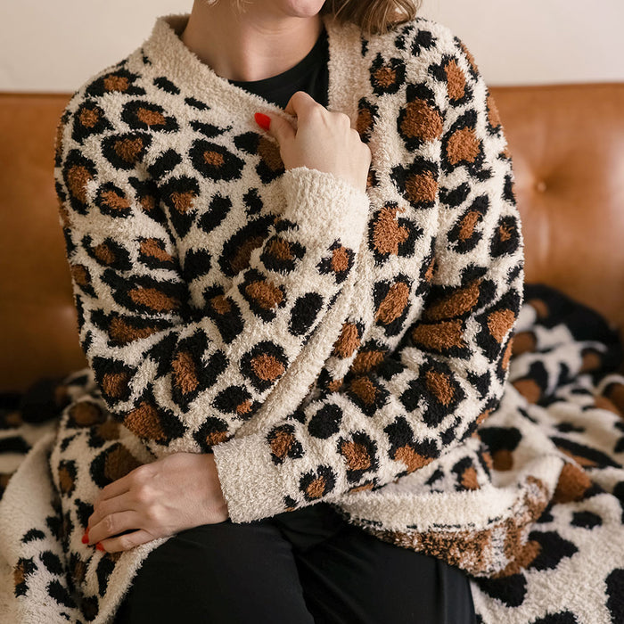 Lana Leopard Tan Women's Cuddle Cardigan