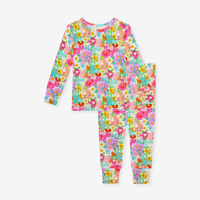 Children's floral pajama set on a white background