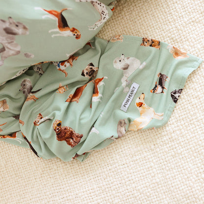Fabric with dog pattern on a textured surface