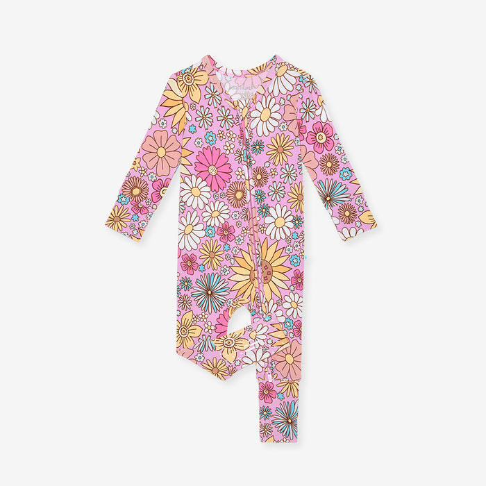 Floral patterned onesie on a white background
