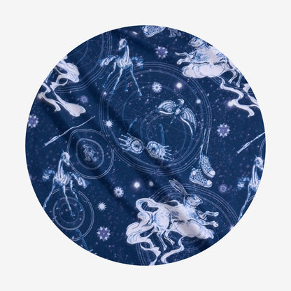 Circular design with ravenclaw signs on a blue background
