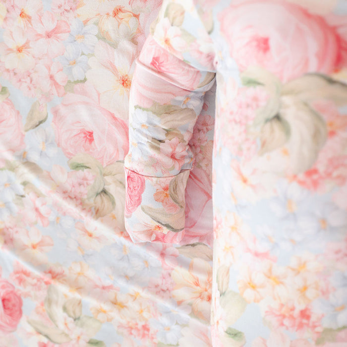 Floral patterned fabric with pink and green colors