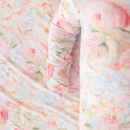 Floral patterned fabric with pink and green colors