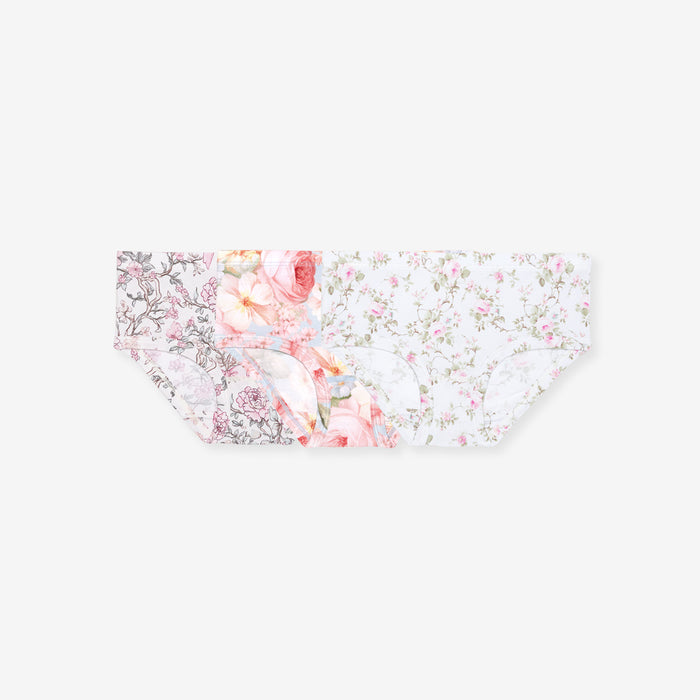 Floral patterned brief set of 3 on a white background