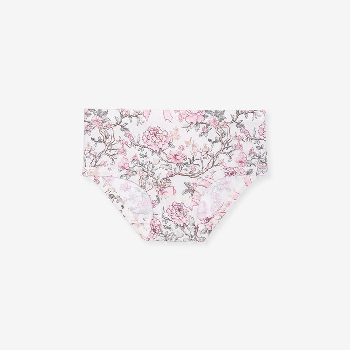 Floral patterned underwear on a white background
