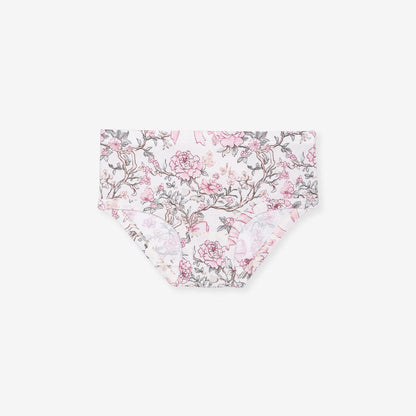 Floral patterned underwear on a white background