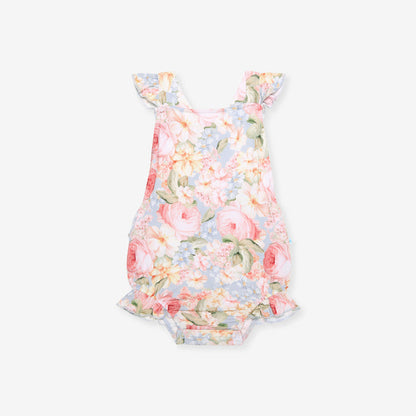 image of floral romper on a white background