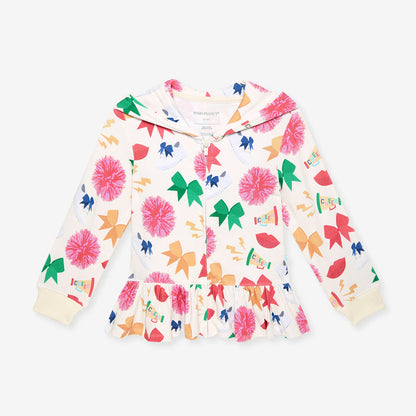 Sabrina French Terry Ruffled Zippered Hoodie