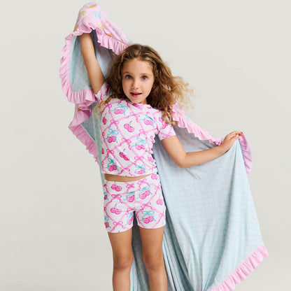 Shelly Pink & Posh Scales Ruffled Luxe Patoo® Blanket