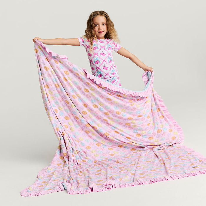 Shelly Pink & Posh Scales Ruffled Luxe Patoo® Blanket
