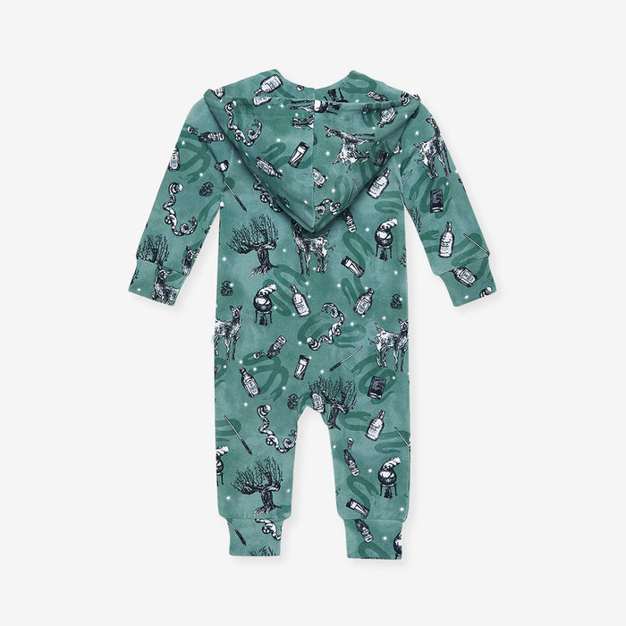 Slytherin House French Terry Zippered Hooded Romper